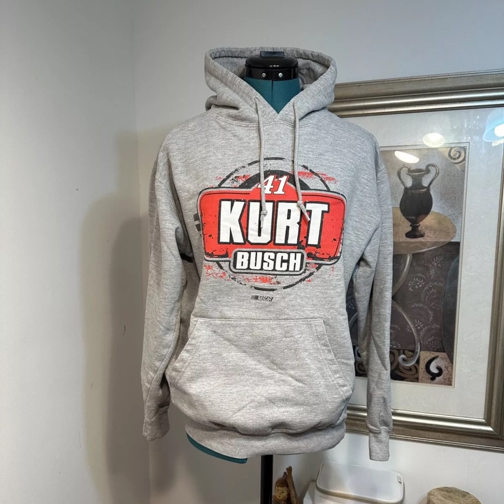 Dodger Vintage NASCAR Gray Hoodie 41 Kurt Busch Size Small